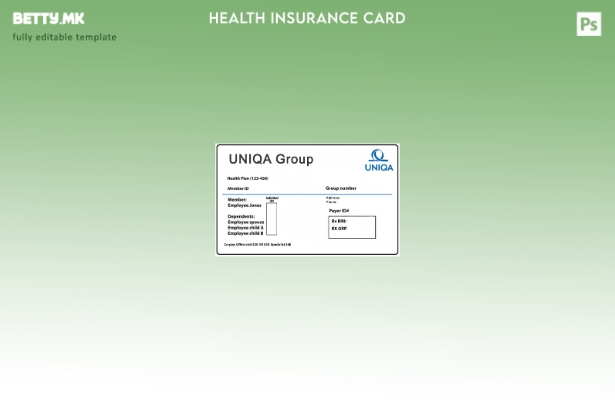 Модерен стил Шаблон за картичка за здравствено осигурување Македонија